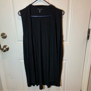 Eileen Fisher Black Viscose Jersey Sleeveless Open Front Cardigan Vest Size S/P